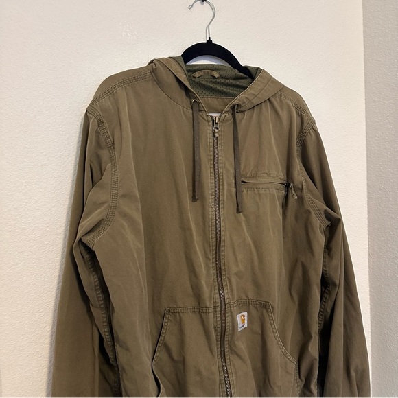 Carhartt Edlin Active Jacket Army Green Color Size M Men’s Full Zip Pickets Hood - Picture 2 of 9